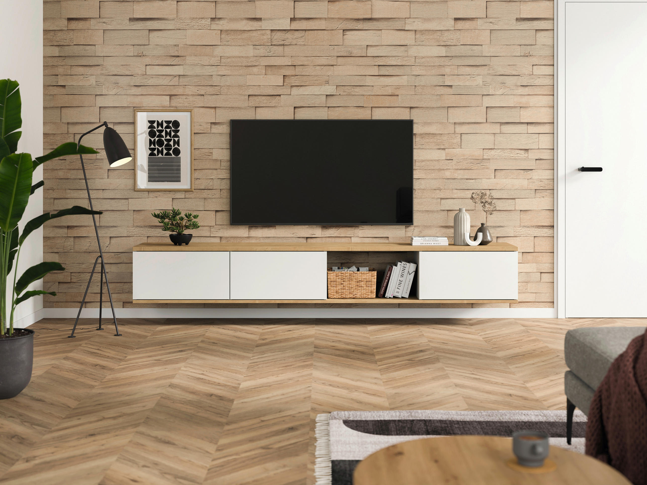 DECOWALL LAXFIELD EICHE 3 Stück  - Eichefarben, Design, Naturmaterialien (125/66/1.2cm) - Egger Holzwerkstoffe