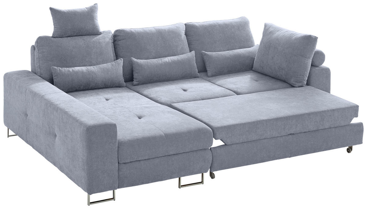 ECKSOFA in Flachgewebe Grau  - Grau, Design, Textil/Metall (188/260cm) - Hom`in