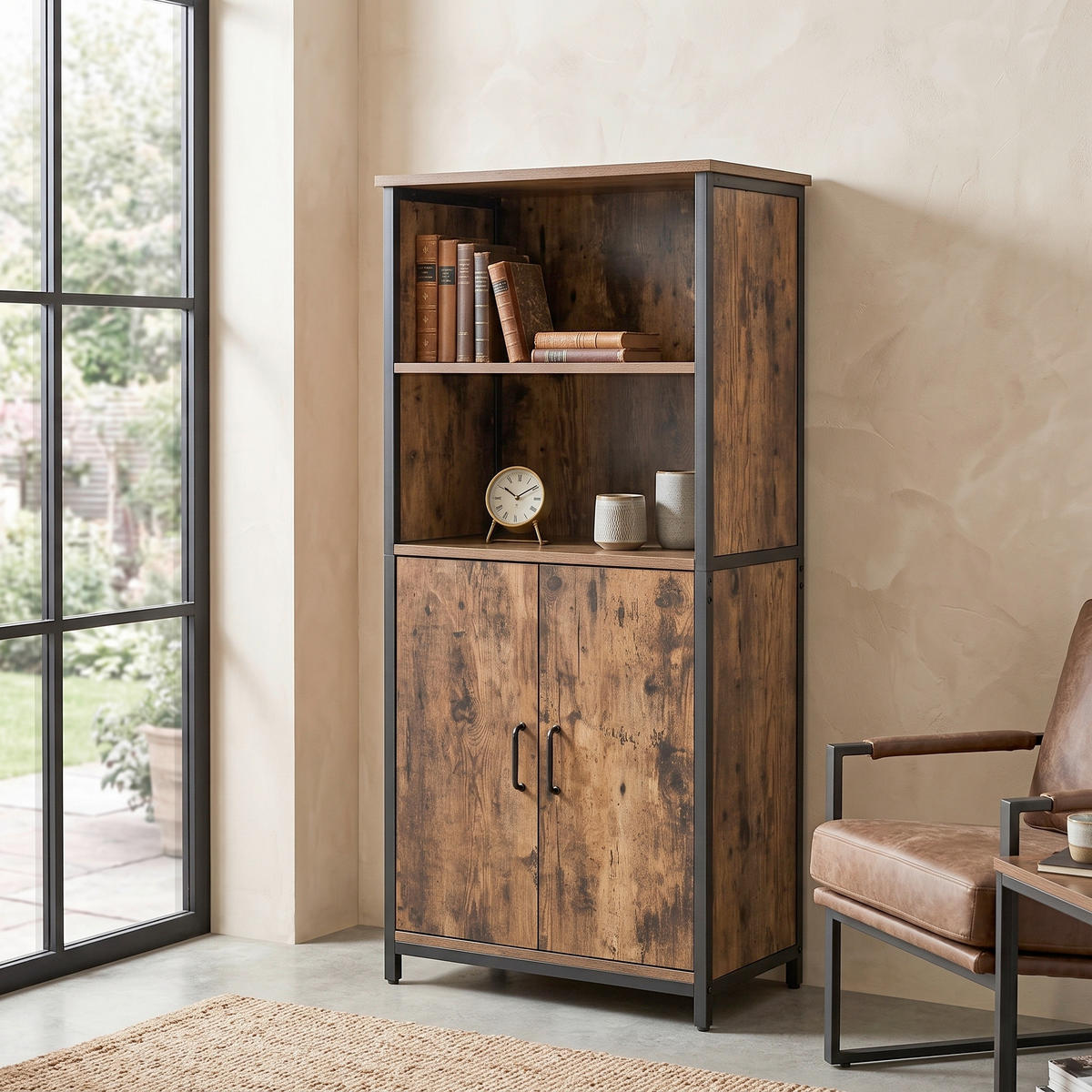 HIGHBOARD  60/124,5/35 cm  - Schwarz/Braun, Trend, Holzwerkstoff/Metall (60/124,5/35cm) - Boxxx