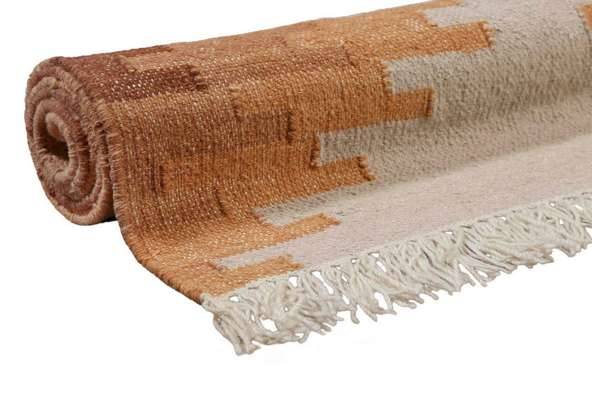 HANDWEBTEPPICH 140/200 cm Belle Braun, Creme, Koralle  - Koralle/Creme, KONVENTIONELL, Textil (140/200cm)