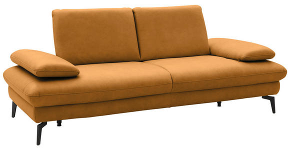 2,5-SITZER in Leder Currygelb - Currygelb/Schwarz, Design, Leder/Metall (212/86/94cm) - Dieter Knoll