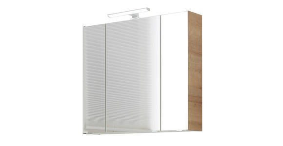 SPIEGELSCHRANK 80/70/16 cm - Chromfarben/Eichefarben, KONVENTIONELL, Glas/Holzwerkstoff (80/70/16cm) - Xora