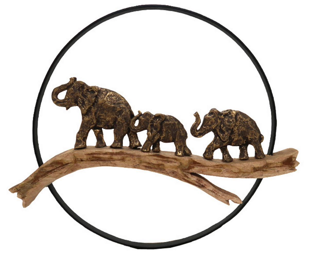 ZIDNA DEKORACIJA     49,5/5,5/42 cm      - prirodne boje/zlatne boje, Natur, drvo/metal (49,5/5,5/42cm) - Ambia Home