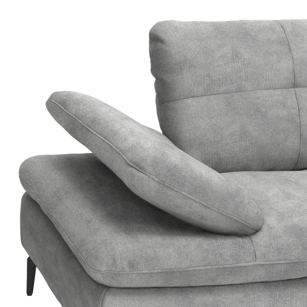 ECKSOFA in Velours Hellgrau  - Hellgrau/Schwarz, Design, Textil/Metall (301/179cm) - Chilliano