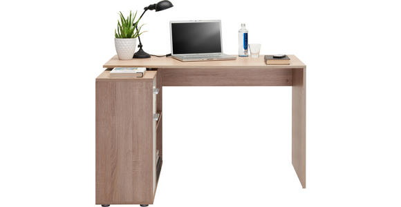 ECKSCHREIBTISCH 90/120/75 cm in Weiß, Eichefarben - Eichefarben/Silberfarben, KONVENTIONELL, Holzwerkstoff/Kunststoff (90/120/75cm) - Hom`in