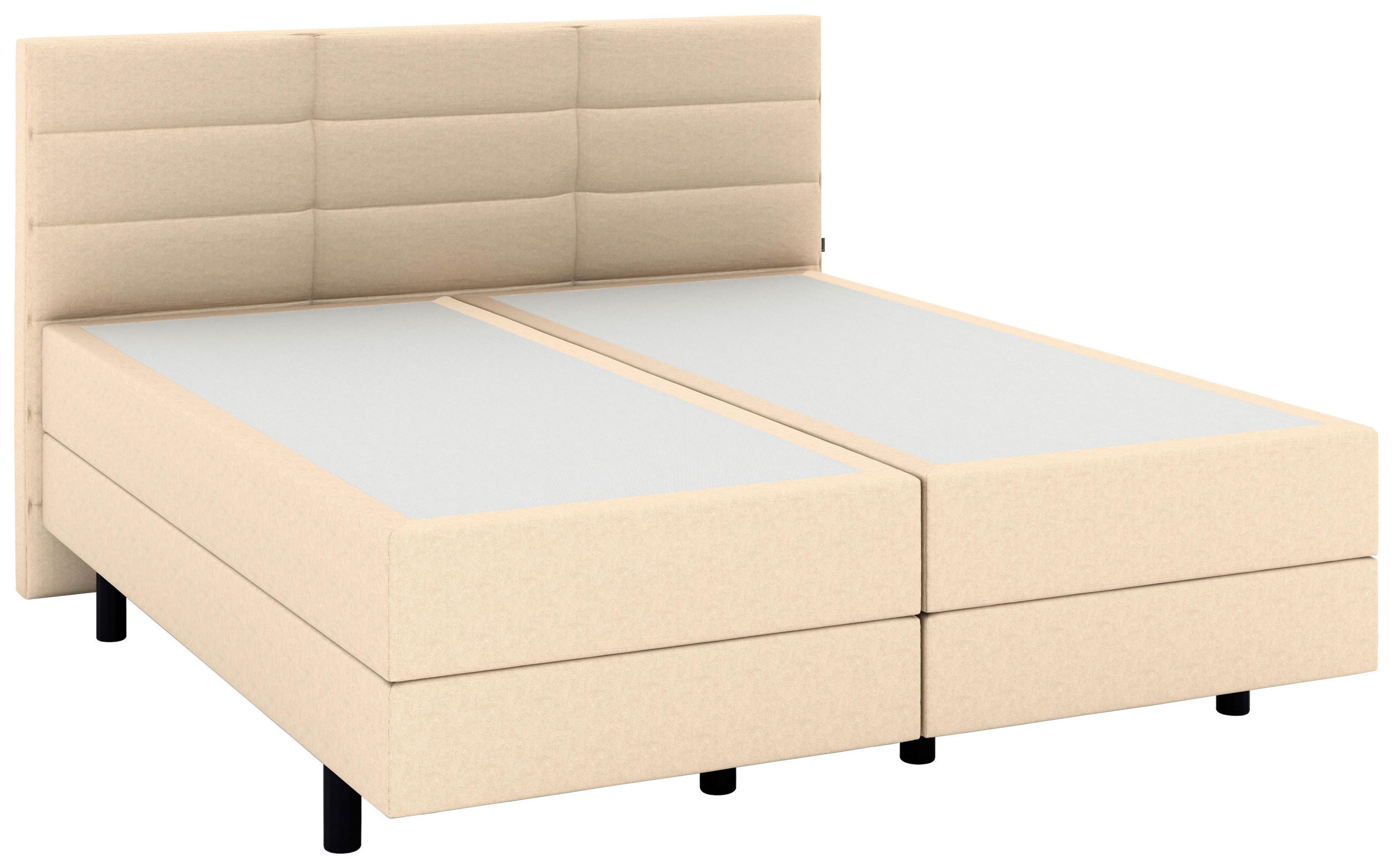 BOXSPRINGBETT 180/200 cm,  in Beige, gepolstertes Kopfteil, Matratzen, H3 + H3 = fest  - Beige/Schwarz, KONVENTIONELL, Holzwerkstoff/Kunststoff (180/200cm) - Musterring