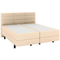 BOXSPRINGBETT 180/200 cm,  in Beige, gepolstertes Kopfteil, Matratzen, H3 + H3 = fest  - Beige/Schwarz, KONVENTIONELL, Holzwerkstoff/Kunststoff (180/200cm) - Musterring
