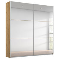 SCHWEBETÜRENSCHRANK 175/210/59 cm,  in Silberfarben, Eiche Artisan, 2 Tür(en)  - Silberfarben/Alufarben, MODERN, Glas/Holzwerkstoff (175/210/59cm) - Rauch Möbel