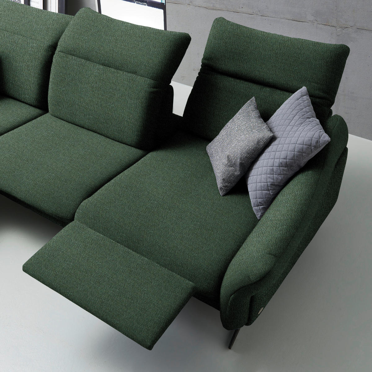 ECKSOFA in Webstoff Grün  - Anthrazit/Grün, Design, Textil/Metall (203/299cm) - Himolla