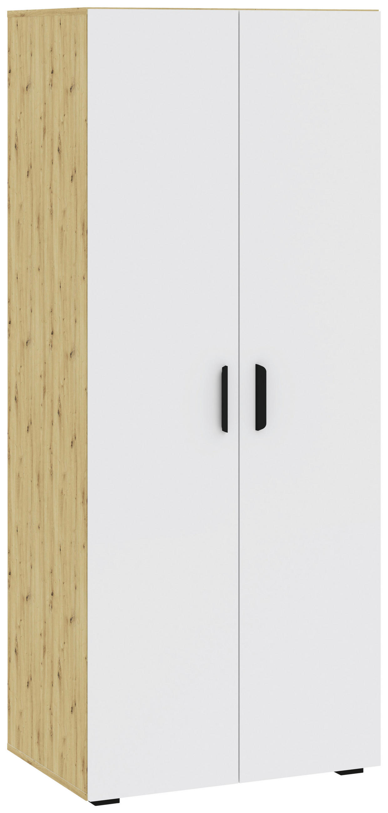 DREHTÜRENSCHRANK  in Weiß, Eiche Artisan  - Schwarz/Weiß, KONVENTIONELL, Holzwerkstoff/Kunststoff (74/179/52cm) - Carryhome