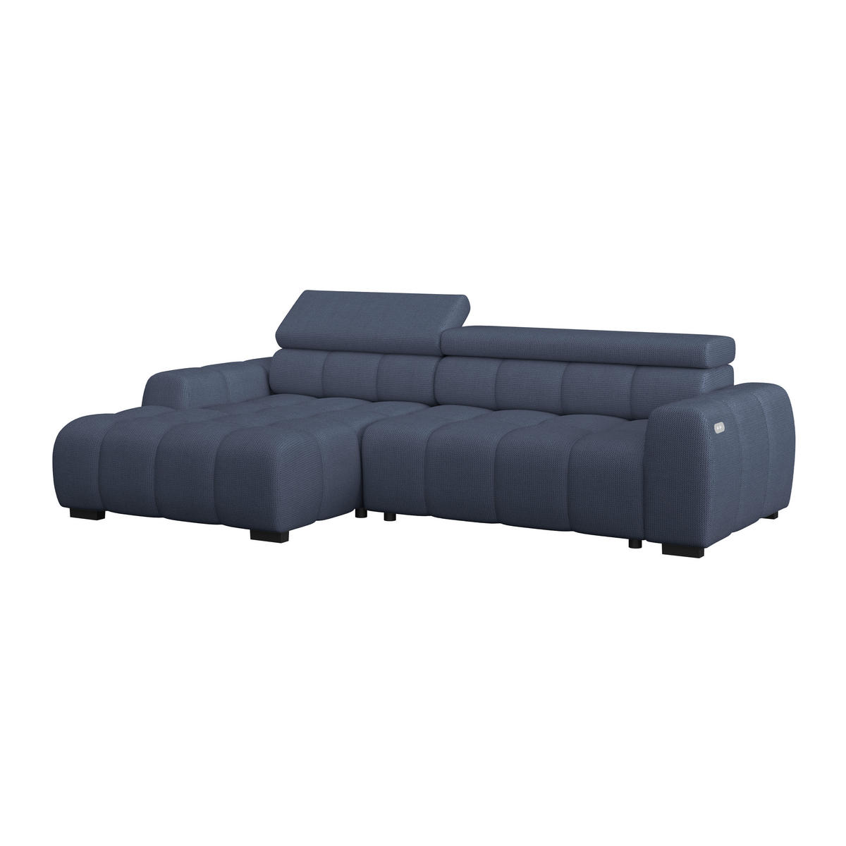 ECKSOFA Blau Webstoff  - Blau/Schwarz, Trend, Kunststoff/Textil (168/285cm) - Livetastic