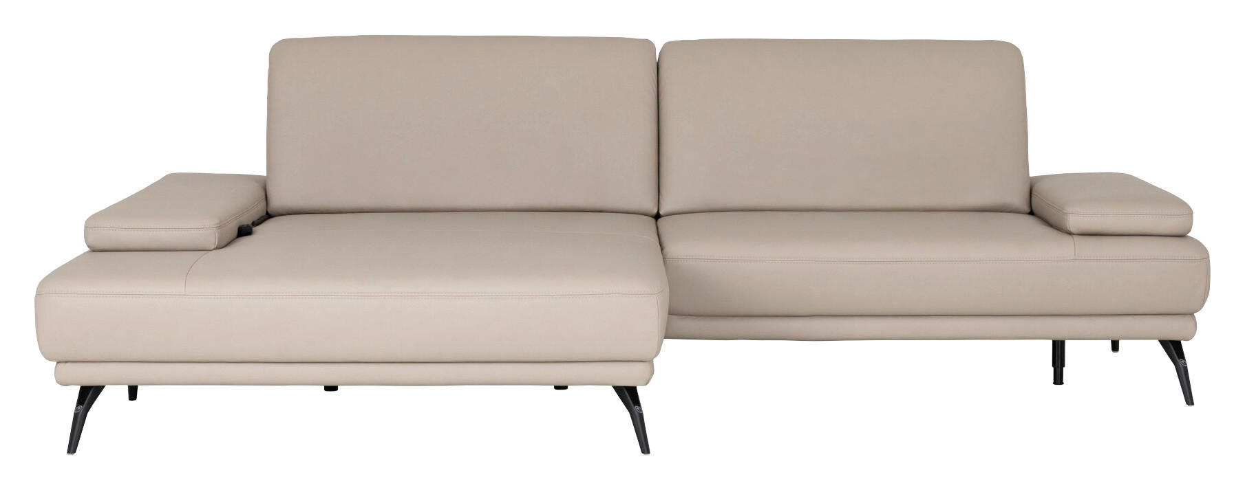 ECKSOFA JOOP! STUDIO Beige Echtleder  - Beige/Schwarz, KONVENTIONELL, Leder/Metall (180/301cm) - Joop!