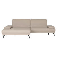 ECKSOFA JOOP! STUDIO Beige Echtleder  - Beige/Schwarz, KONVENTIONELL, Leder/Metall (180/301cm) - Joop!