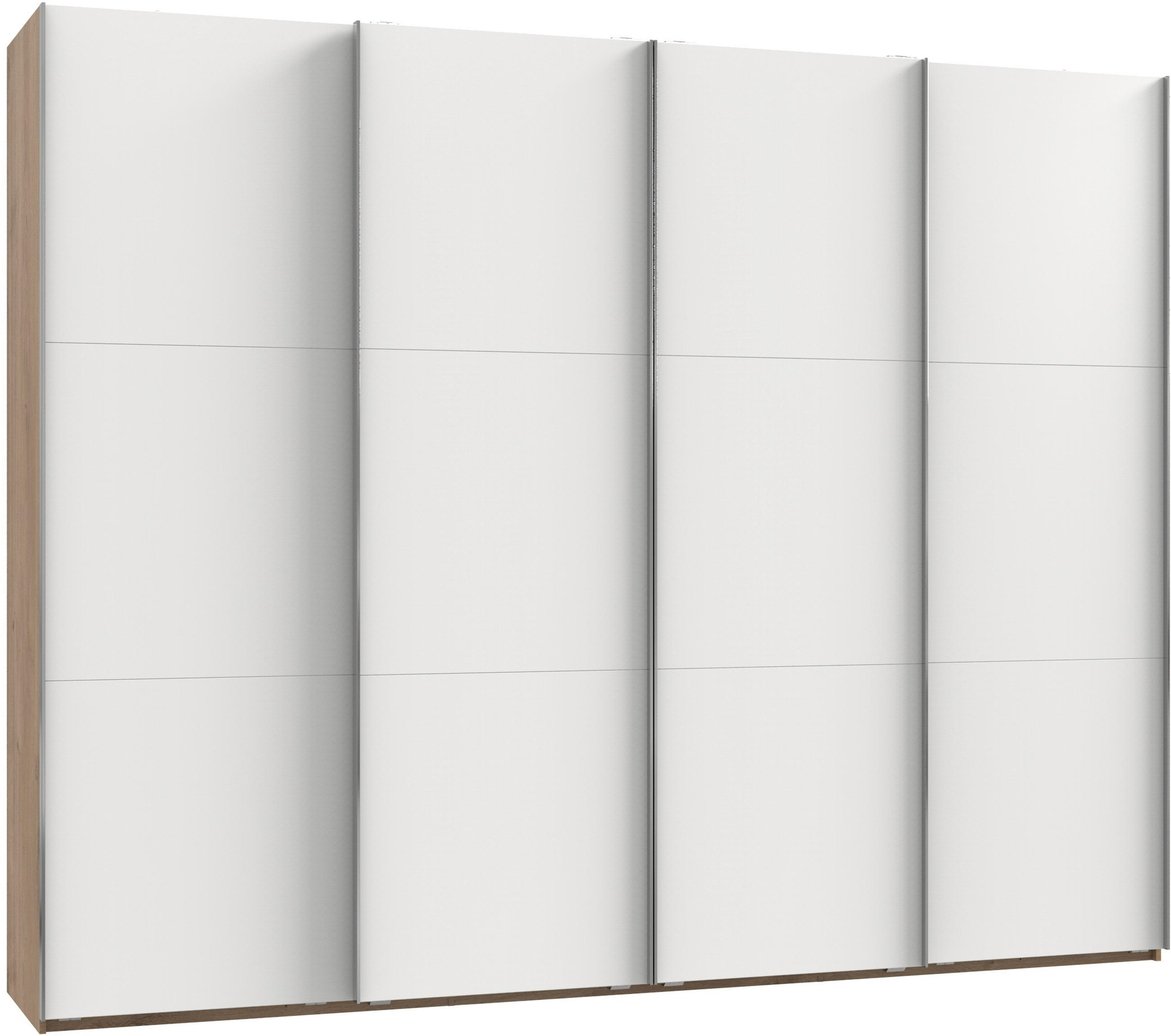 SCHWEBETÜRENSCHRANK 300/236/65 cm 4-türig Weiß, Eichefarben  - Chromfarben/Eichefarben, MODERN, Holzwerkstoff (300/236/65cm) - MID.YOU