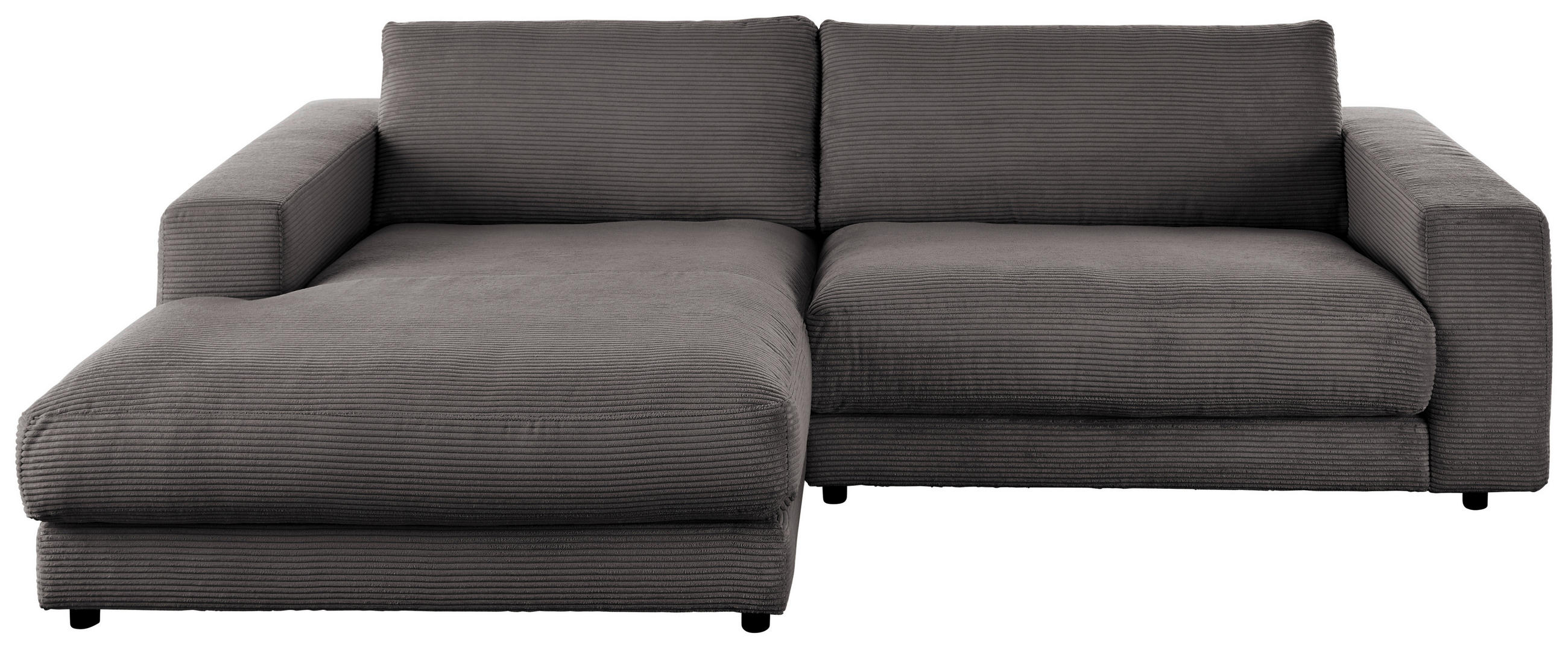 ECKSOFA in Cord Dunkelgrau  - Dunkelgrau/Schwarz, Design, Kunststoff/Textil (190/270cm) - Lomoco