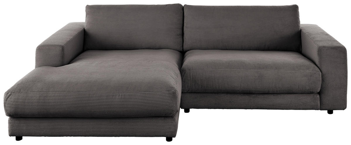 ECKSOFA in Cord Dunkelgrau  190/270 cm  - Dunkelgrau/Schwarz, Design, Kunststoff/Textil (190/270cm) - Lomoco