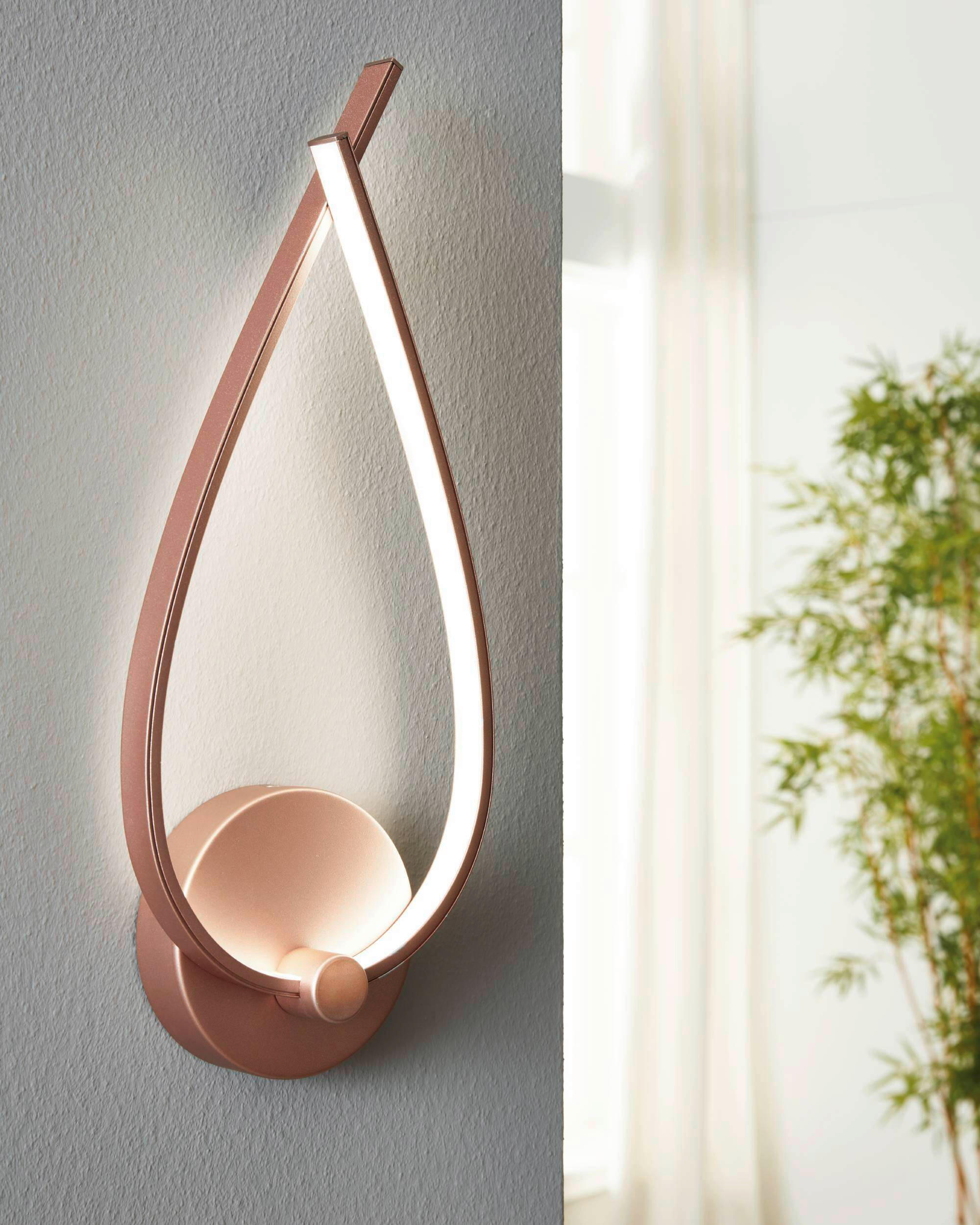 WANDLEUCHTE - Weiss/Roségold, Design, Kunststoff/Metall (17/42,5cm) - Eglo