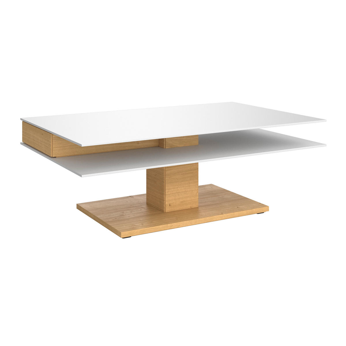 COUCHTISCH in Holz, Glas, Holzwerkstoff 120/75/43 cm  - Weiss/Eichefarben, Design, Glas/Holz (120/75/43cm) - Voglauer
