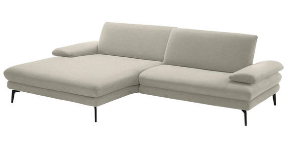 ECKSOFA  in Chenille, Flachgewebe Naturfarben  180/284 cm  - Schwarz/Naturfarben, Design, Textil/Metall (180/284cm) - Dieter Knoll