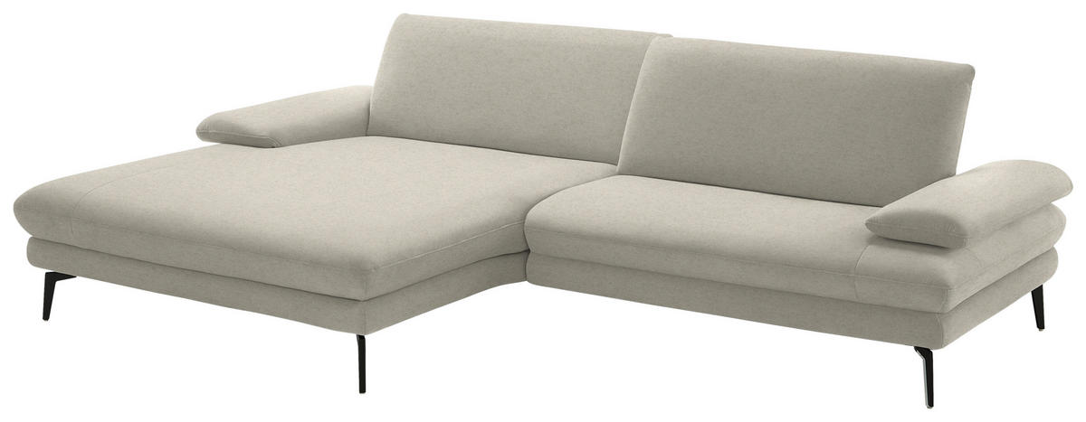 ECKSOFA Chenille, Flachgewebe Naturfarben  - Schwarz/Naturfarben, Design, Textil/Metall (180/284cm) - Dieter Knoll