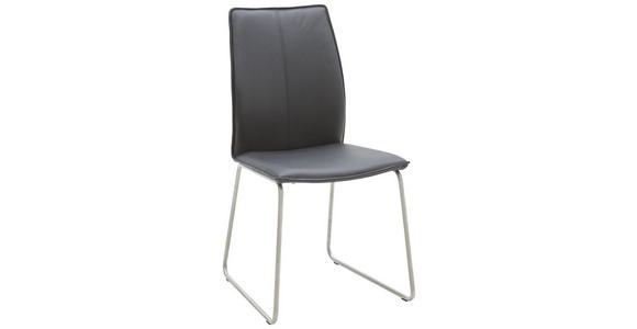 STUHL Echtleder Schwarz, Edelstahlfarben - Edelstahlfarben/Schwarz, Design, Leder/Metall (46/93/57cm) - Dieter Knoll