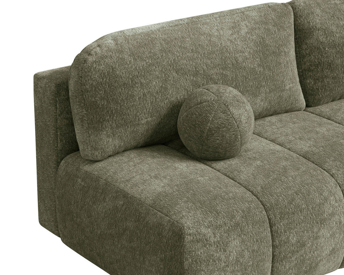 SCHLAFSOFA Chenille Grün  inkl. Zierkissen, Rückenkissen, Bettkasten, Schlaffunktion, Rücken echt, Liegefläche im Originalstoff  - Schwarz/Grün, MODERN, Kunststoff/Textil (210/88/104cm) - Milino