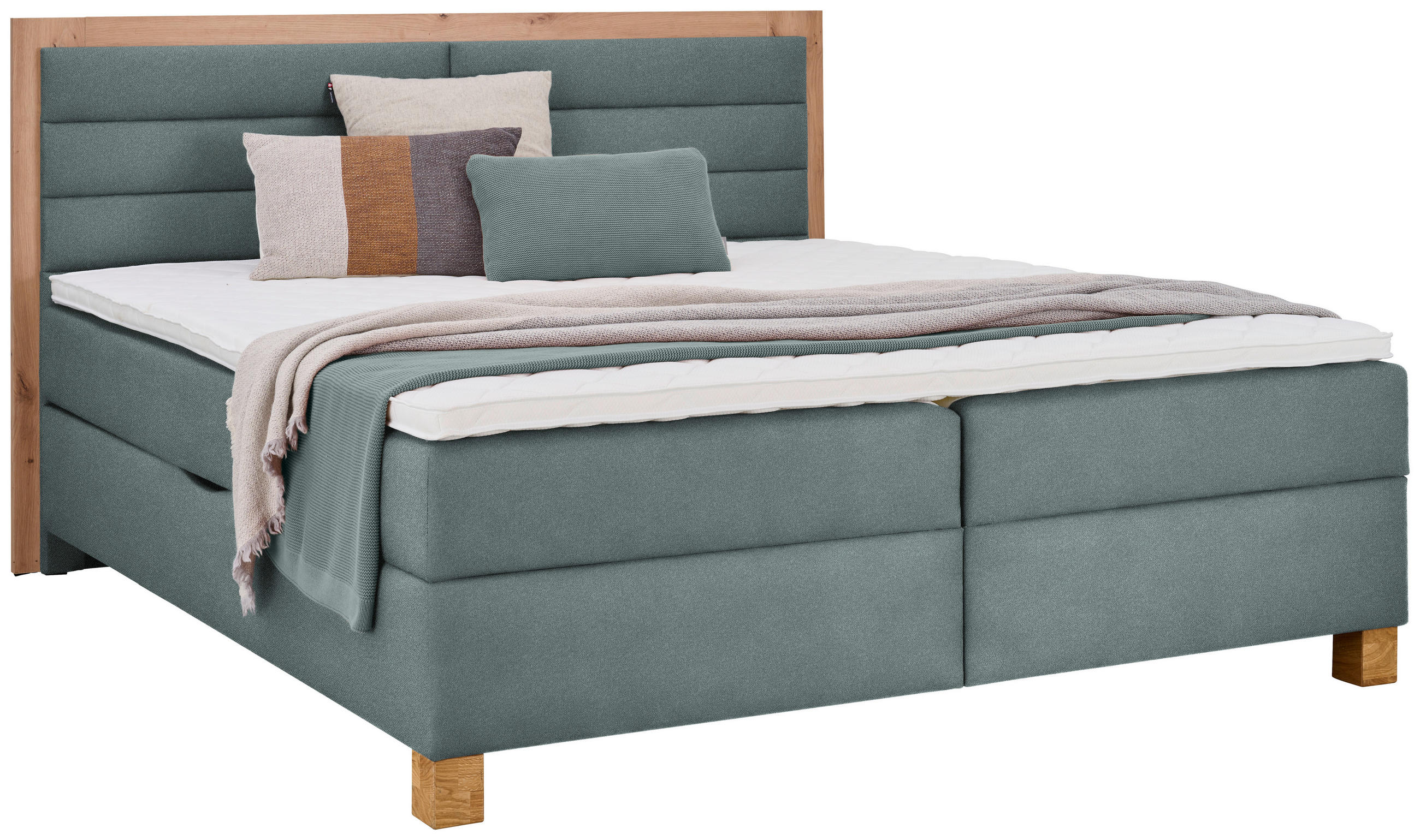 Carryhome Boxbett Hellblau, Eiche Artisan 180x200 cm
