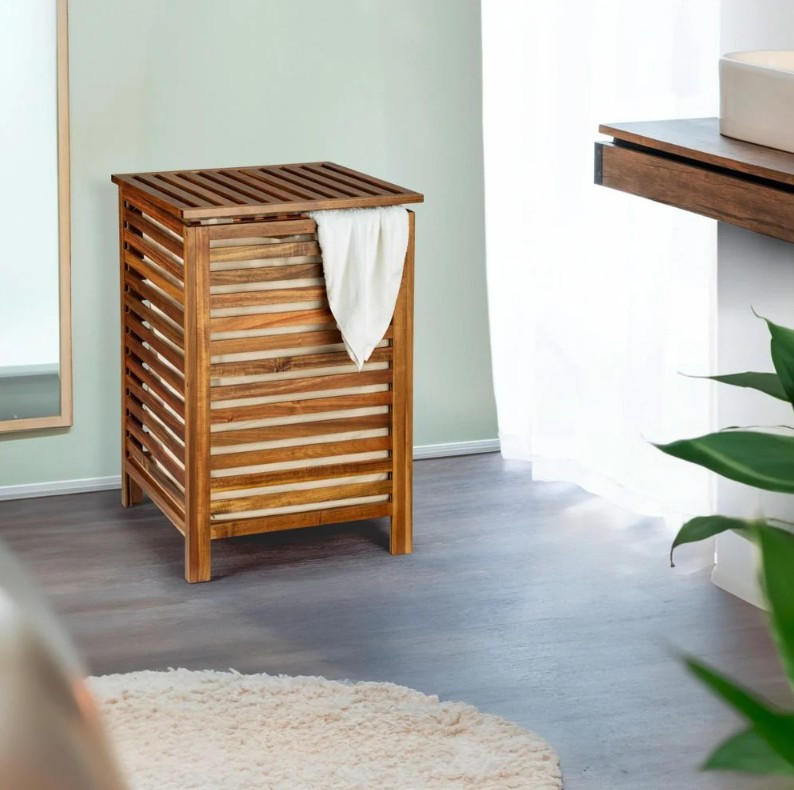 WÄSCHESACK - Naturfarben/Akaziefarben, Natur, Holz/Textil (45/65/45cm) - Wenko
