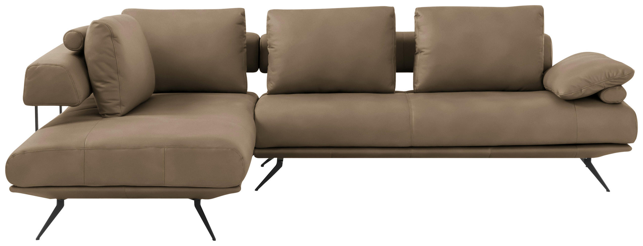 ECKSOFA  in Echtleder Braun  231/305 cm  - Schwarz/Braun, Design, Leder/Metall (231/305cm) - Dieter Knoll