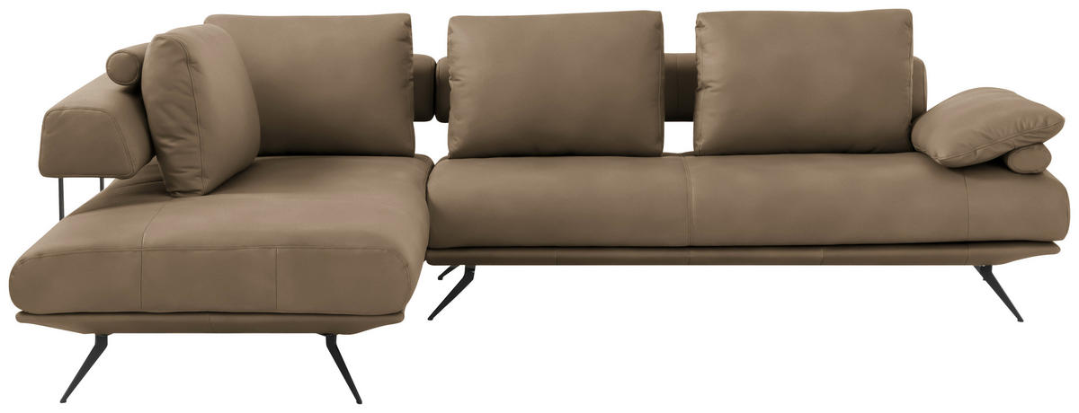 ECKSOFA  in Echtleder Braun  231/305 cm  - Schwarz/Braun, Design, Leder/Metall (231/305cm) - Dieter Knoll
