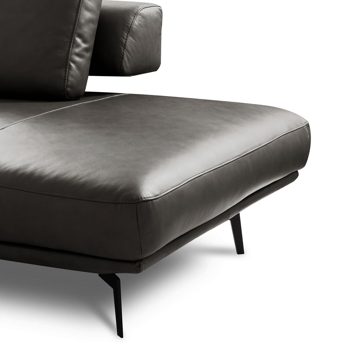 ECKSOFA  in Echtleder Anthrazit  306/237 cm  - Anthrazit/Schwarz, Design, Leder/Metall (306/237cm) - Livetastic