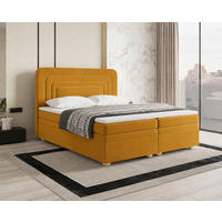 BOXBETT 140/200 cm,  in Currygelb, gepolstertes Kopfteil, Bettkasten, Topper, H2 + H3 = mittel + fest  - Currygelb, MODERN, Holz/Kunststoff (140/200cm) - Livetastic