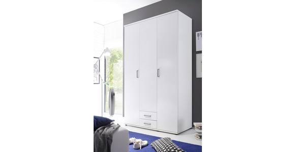 DREHTÜRENSCHRANK in Weiß - Alufarben/Weiß, KONVENTIONELL, Holzwerkstoff/Kunststoff (120/196/54cm) - Carryhome