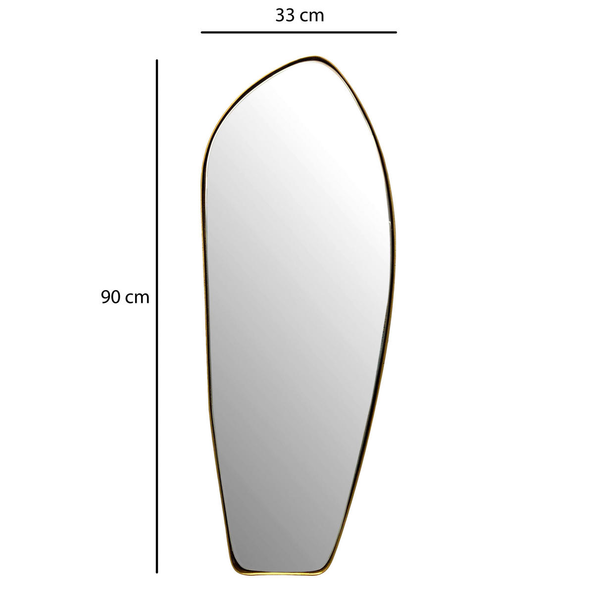 WANDSPIEGEL 33/90/2,5 cm  - Goldfarben, Design, Glas/Metall (33/90/2,5cm) - MID.YOU