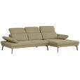 ECKSOFA Ottomane rechts, Eckteil  More_LZ Olivgrün Webstoff  - Schwarz/Olivgrün, Design, Textil/Metall (296/188cm) - Xora