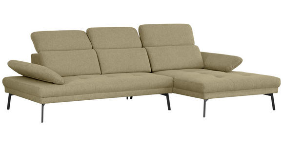 ECKSOFA Ottomane rechts, Eckteil  More_LZ Olivgrün Webstoff  - Schwarz/Olivgrün, Design, Textil/Metall (296/188cm) - Xora