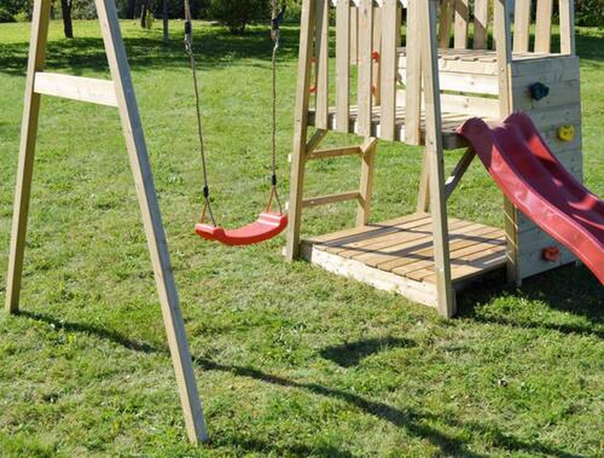 SPIELTURM 270/270/290 cm  - Rot/Naturfarben, KONVENTIONELL, Holz (270/270/290cm) - Ambia Garden