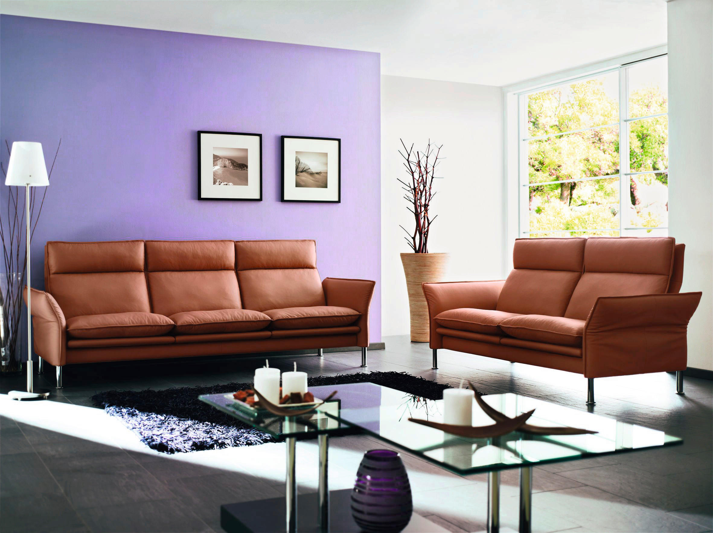 2-SITZER-SOFA in Echtleder Grau  - Chromfarben/Grau, Konventionell, Leder/Metall (158/93/120cm) - Erpo