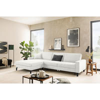 ECKSOFA in Cord Weiss  - Weiss/Schwarz, Design, Textil/Metall (185-209/298cm) - Pure Home Lifestyle