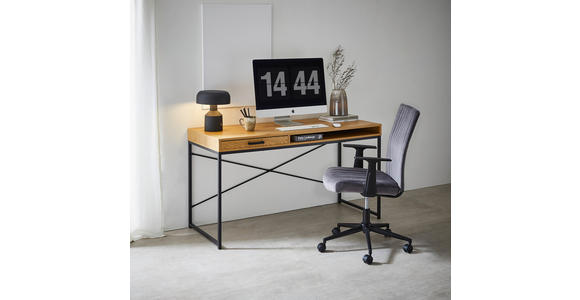 SCHREIBTISCH 140/58/76 cm  in Wildeiche  - Wildeiche/Schwarz, MODERN, Holzwerkstoff/Metall (140/58/76cm) - Carryhome