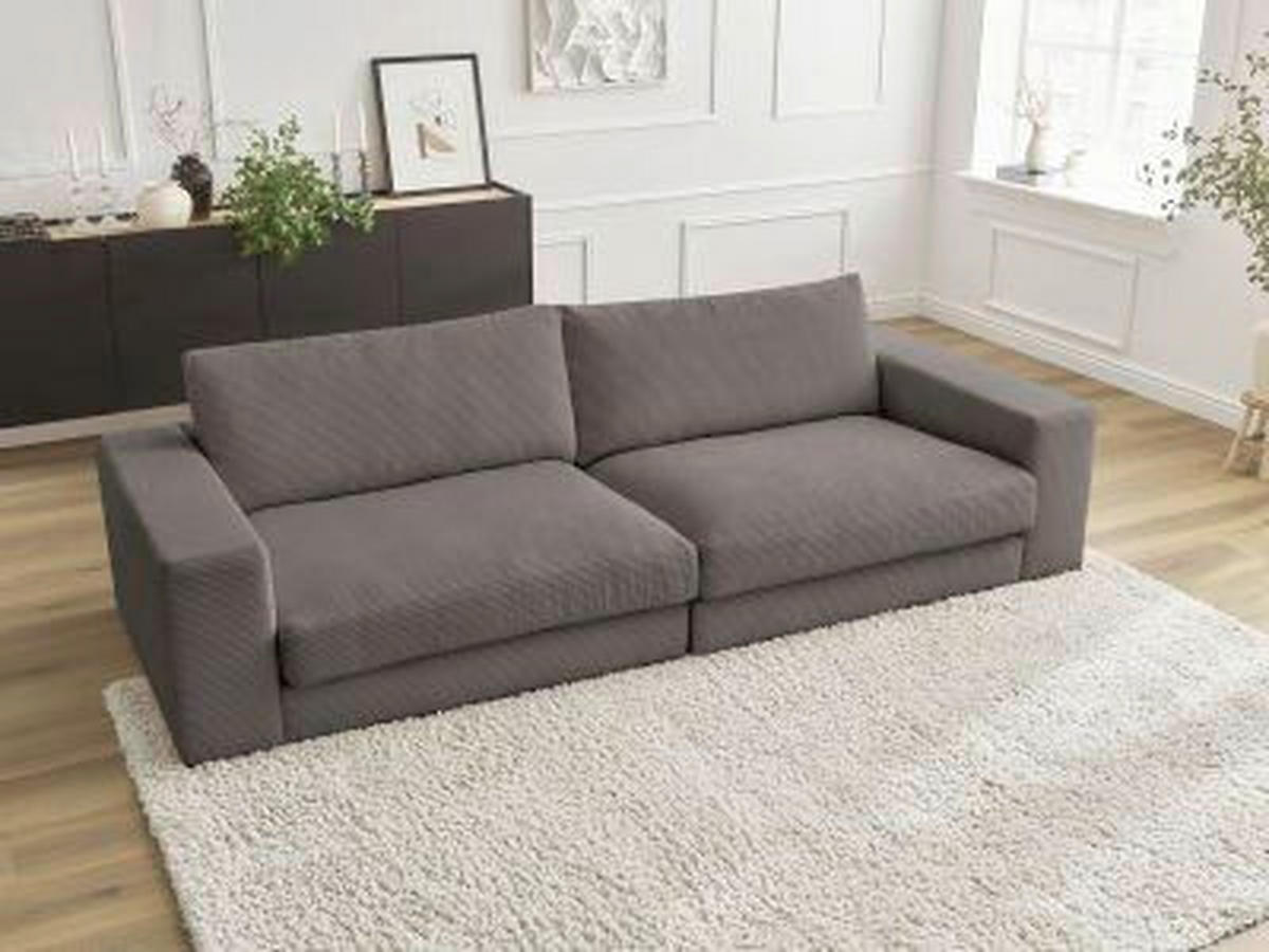 3-SITZER-SOFA LEONARD Cord Taupe  - Taupe/Schwarz, MODERN, Kunststoff/Textil (274/77/109cm)