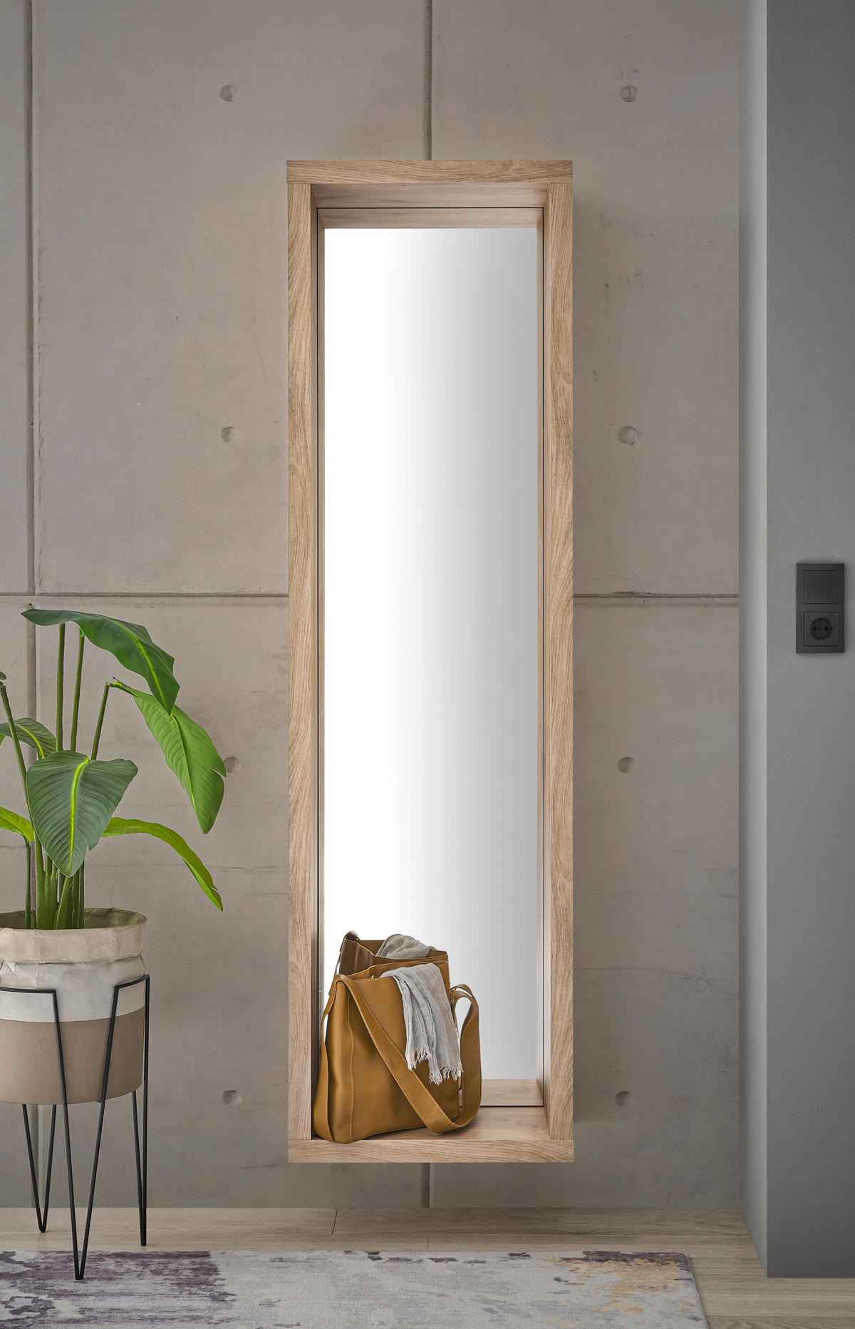 OGLEDALO ZIDNO  51/178/24 cm     - boje hrasta, Basics, staklo/drvni materijal (51/178/24cm) - Carryhome