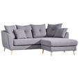 ECKSOFA in Flachgewebe Grau  - Buchefarben/Grau, KONVENTIONELL, Holz/Textil (210/156cm) - Carryhome