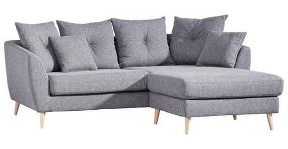 ECKSOFA in Flachgewebe Grau  - Buchefarben/Grau, KONVENTIONELL, Holz/Textil (210/156cm) - Carryhome