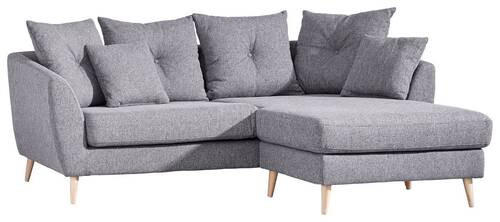 ECKSOFA in Flachgewebe Grau  - Buchefarben/Grau, Konventionell, Holz/Textil (210/156cm) - MID.YOU