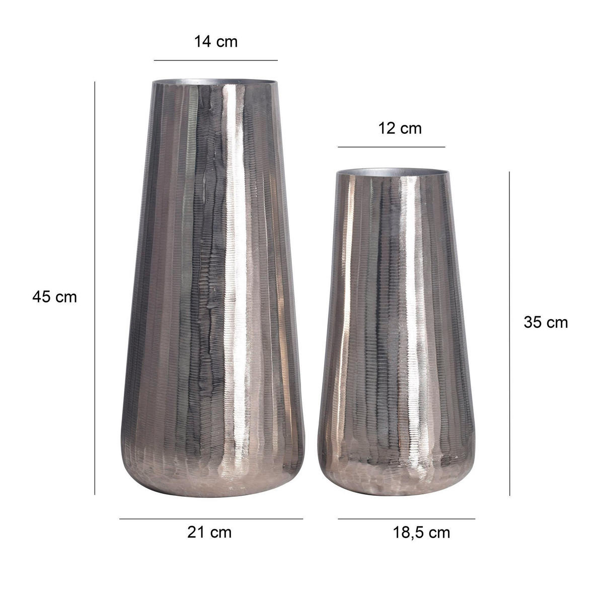 DEKOVASE  - Silberfarben, Design, Metall (21/45/21cm) - Livetastic