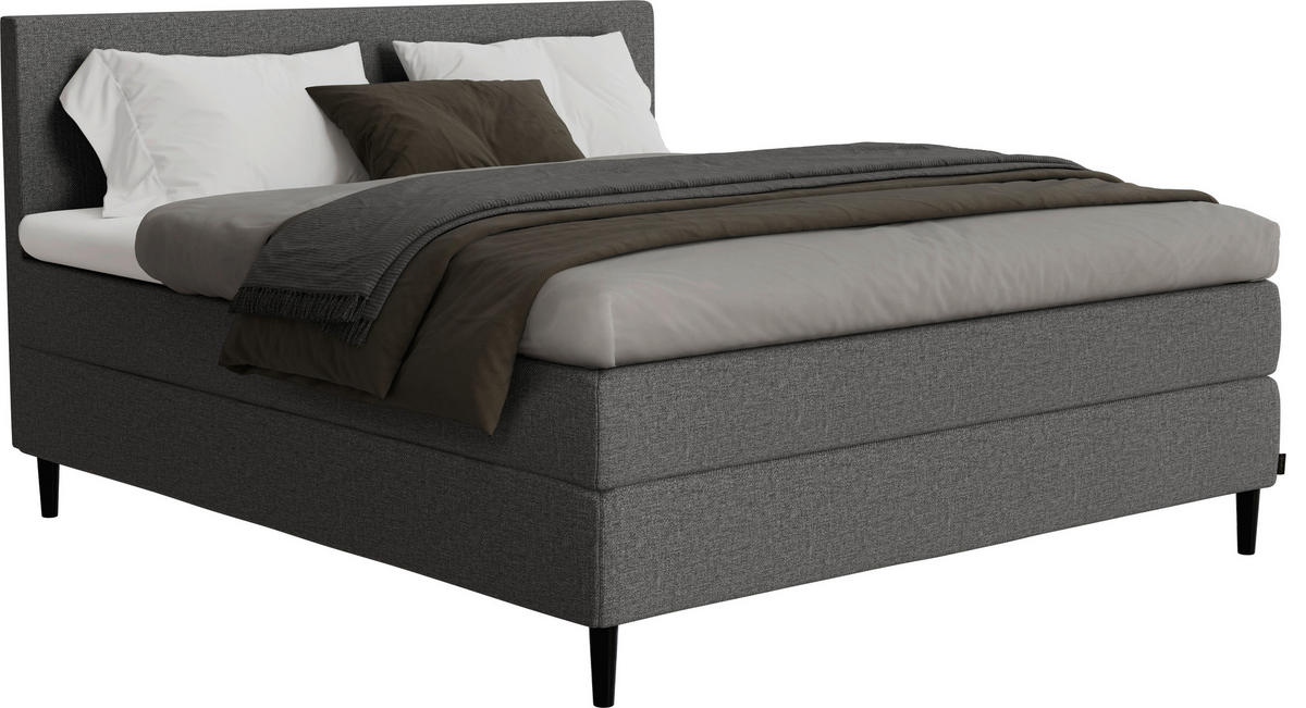 BOXSPRINGBETT 180/200 cm  in Grau  - Schwarz/Grau, KONVENTIONELL, Holz/Textil (180/200cm) - Jensen