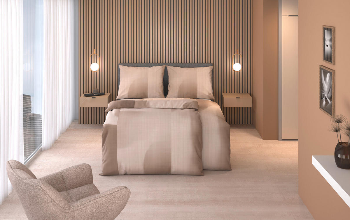 BETTWÄSCHE 2-teilig Satin 140/220 cm  - Taupe, Design, Textil (140/220cm) - Dieter Knoll