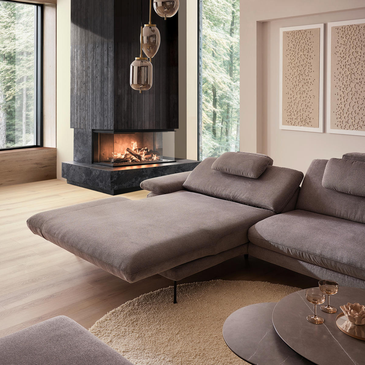 ECKSOFA in Webstoff Grau  - Schwarz/Grau, Design, Textil/Metall (180/284cm) - Dieter Knoll