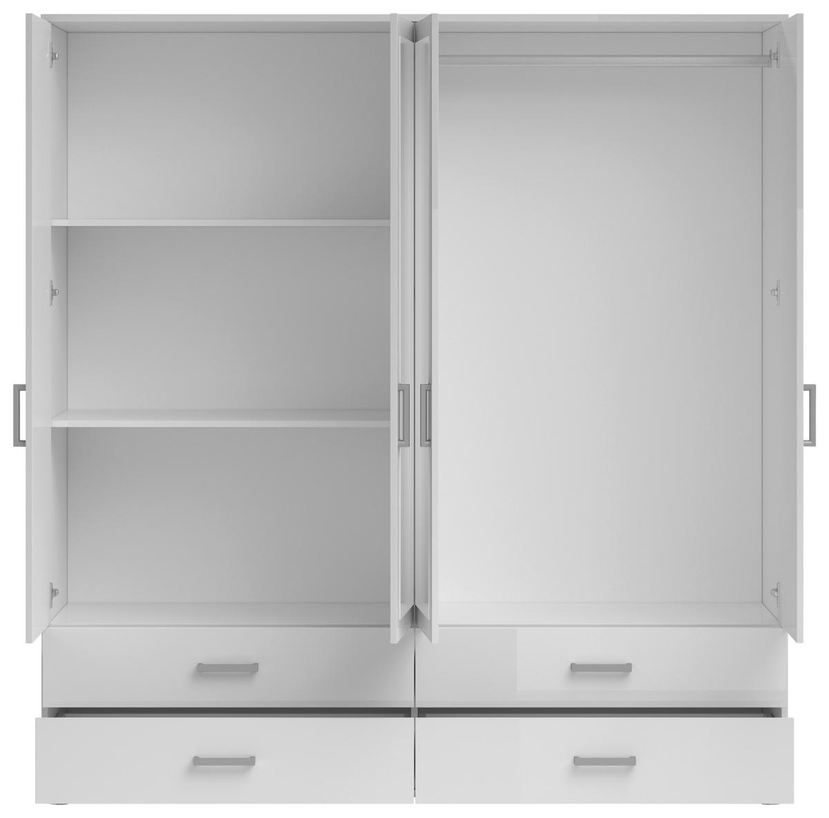 KLEIDERSCHRANK  in Weiß  - Alufarben/Weiß, KONVENTIONELL, Glas/Holzwerkstoff (180/190/51cm) - Carryhome